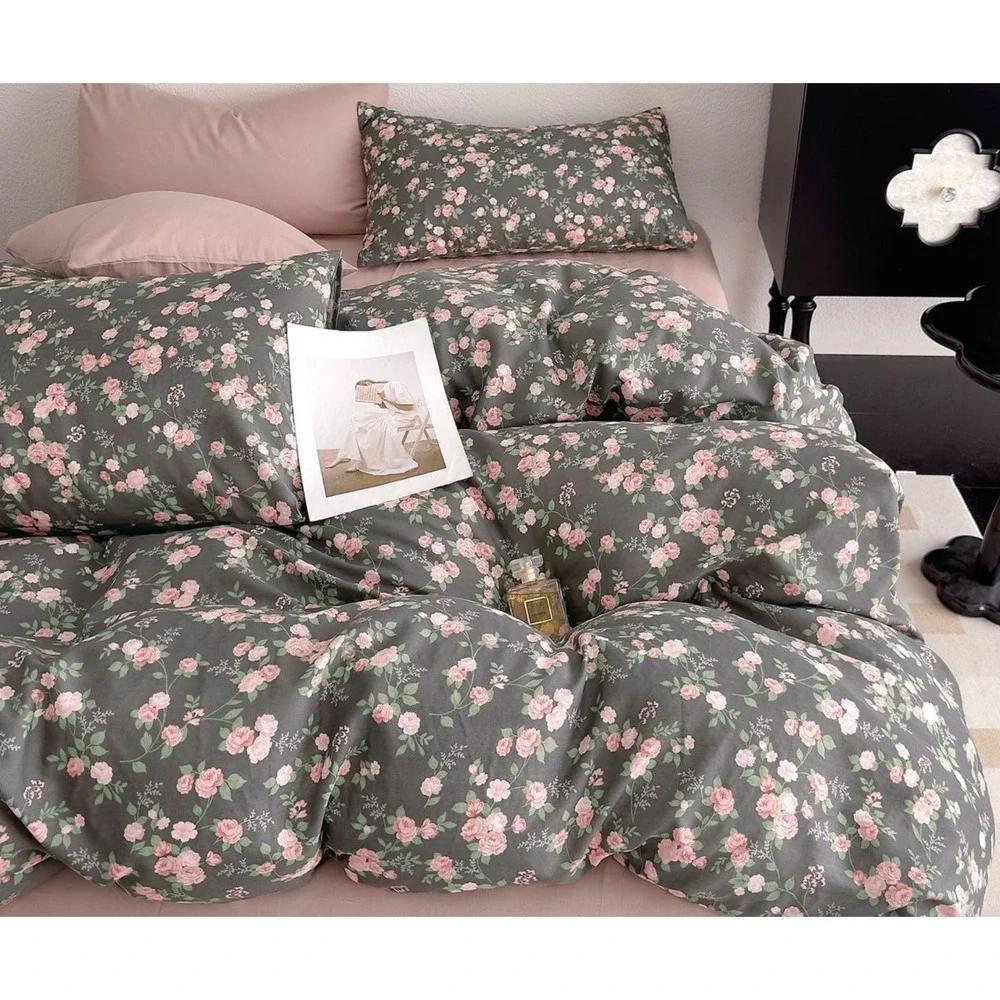 Say Yes Bedding Nina Blossom Brown Double Layer Cotton Comforter Set Twin XL